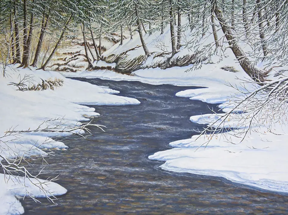 Equinox Dusting Painting of an Eastern Bluebird entitled: "Grandfather's Gem" by C.F. Lawrenson