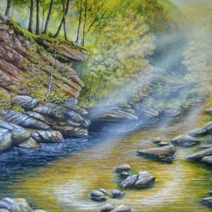 Fire on the Water: A painting by C.F. Lawrenson