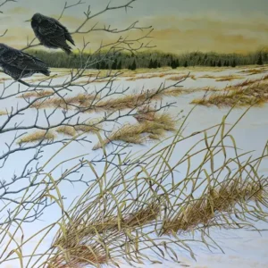March Starlings - A painting by C.F. Lawrenson