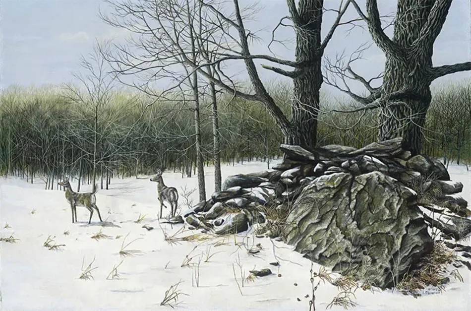 March Starlings - A painting by C.F. Lawrenson