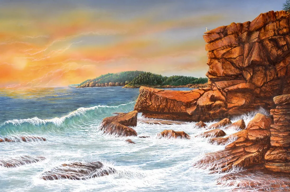 Warming the Cliffs of Acadia: Painting by C.F. Lawrenson